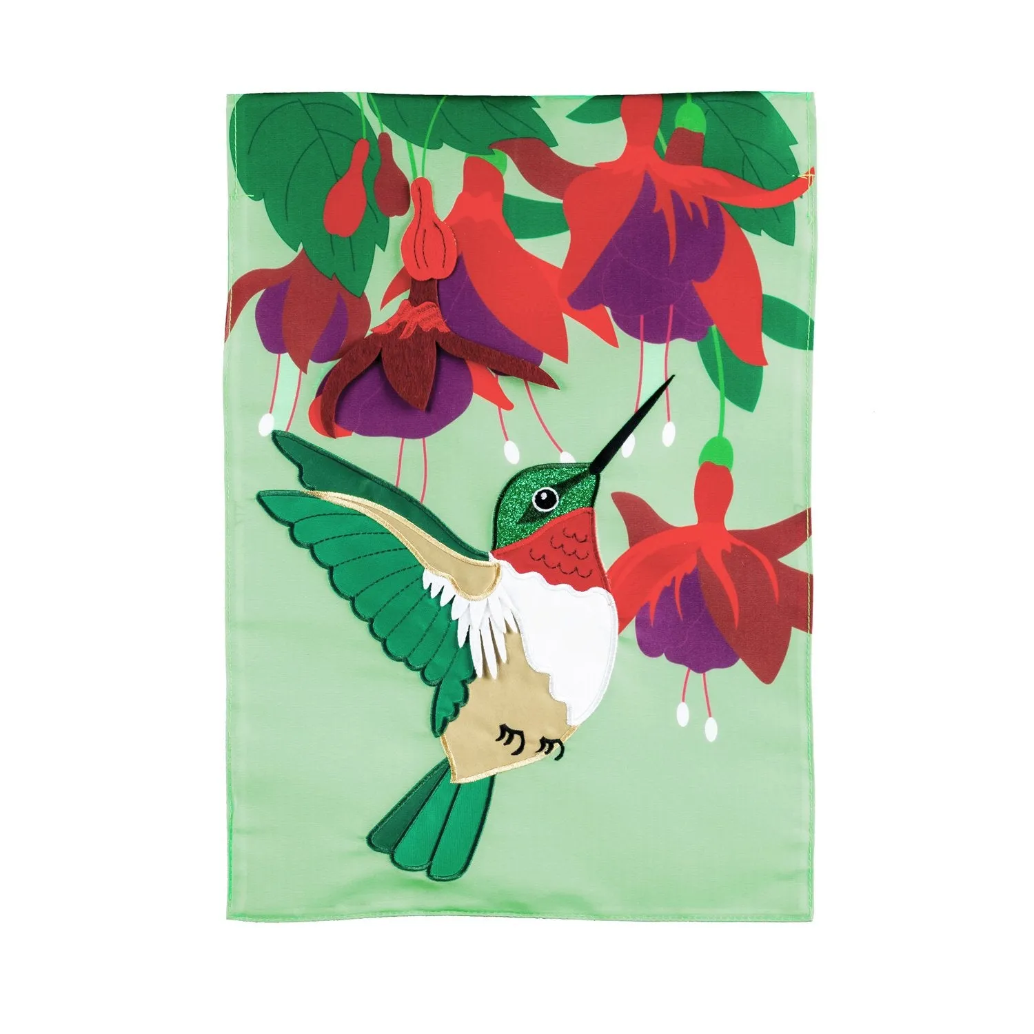 Hummingbird and Fuchsia House Applique Flag,159130