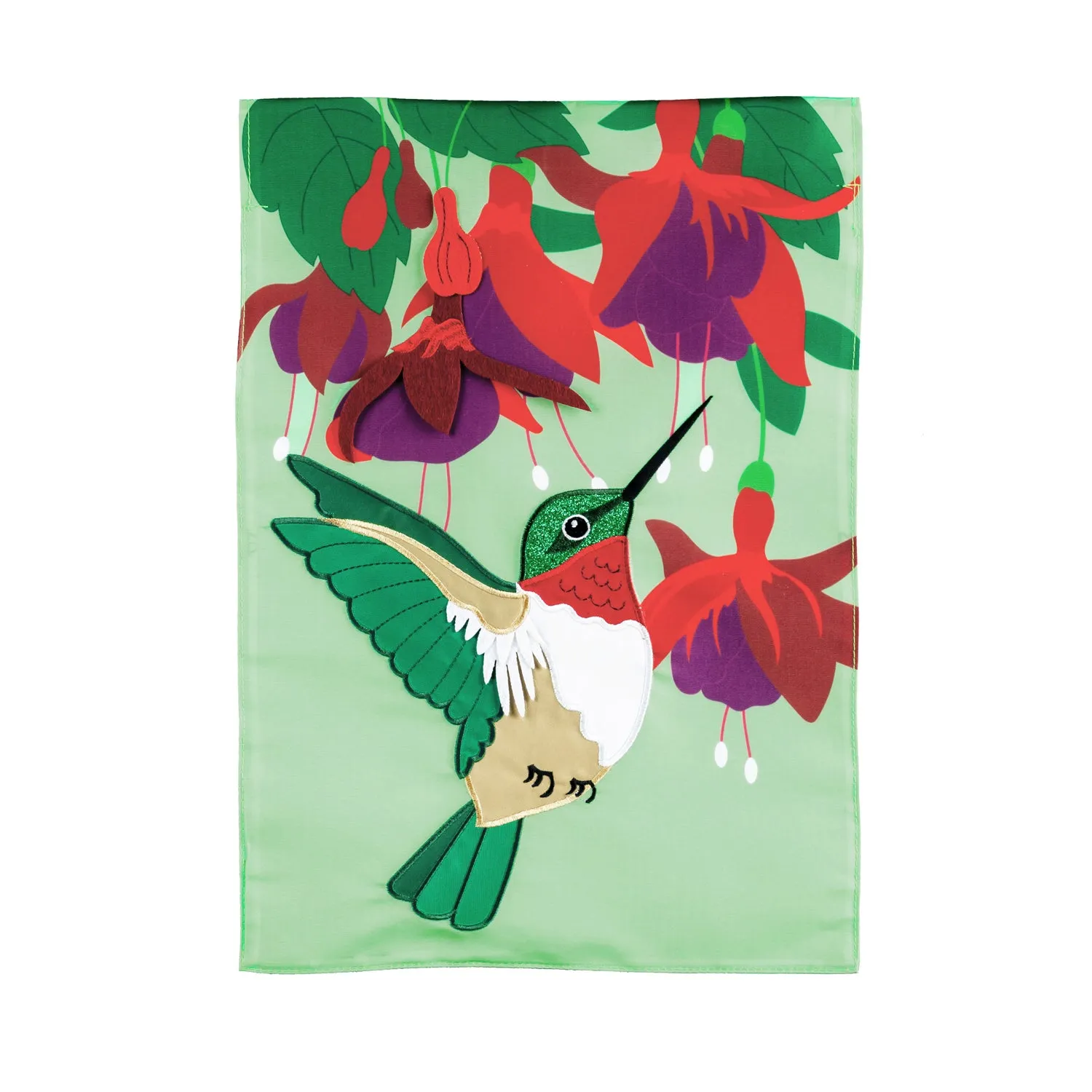 Hummingbird and Fuchsia House Applique Flag,159130