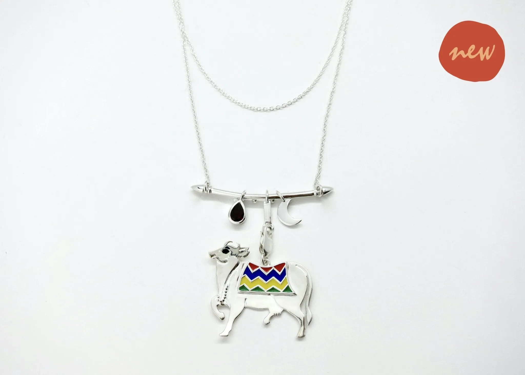Indian folk art charm necklace