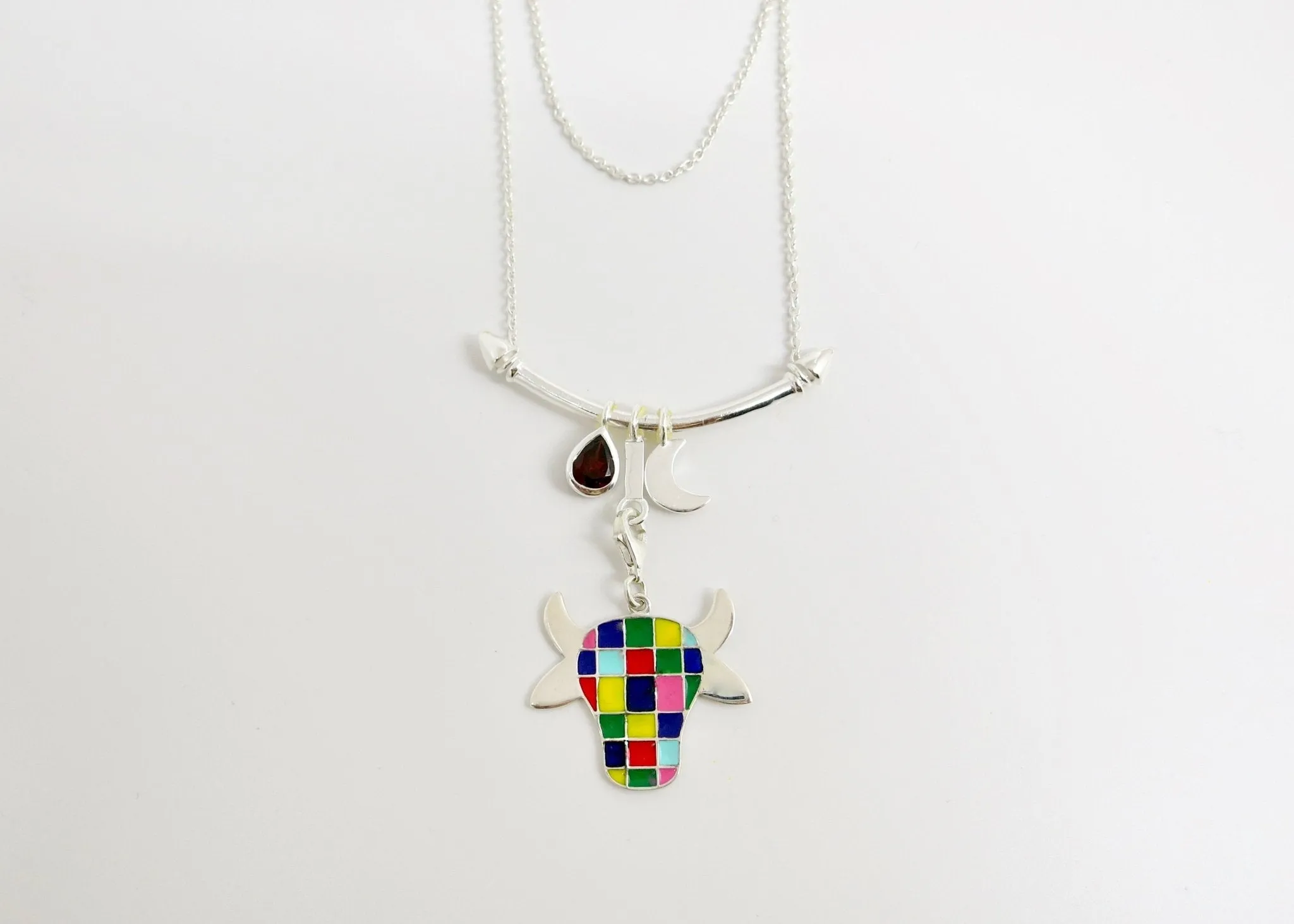 Indian folk art charm necklace