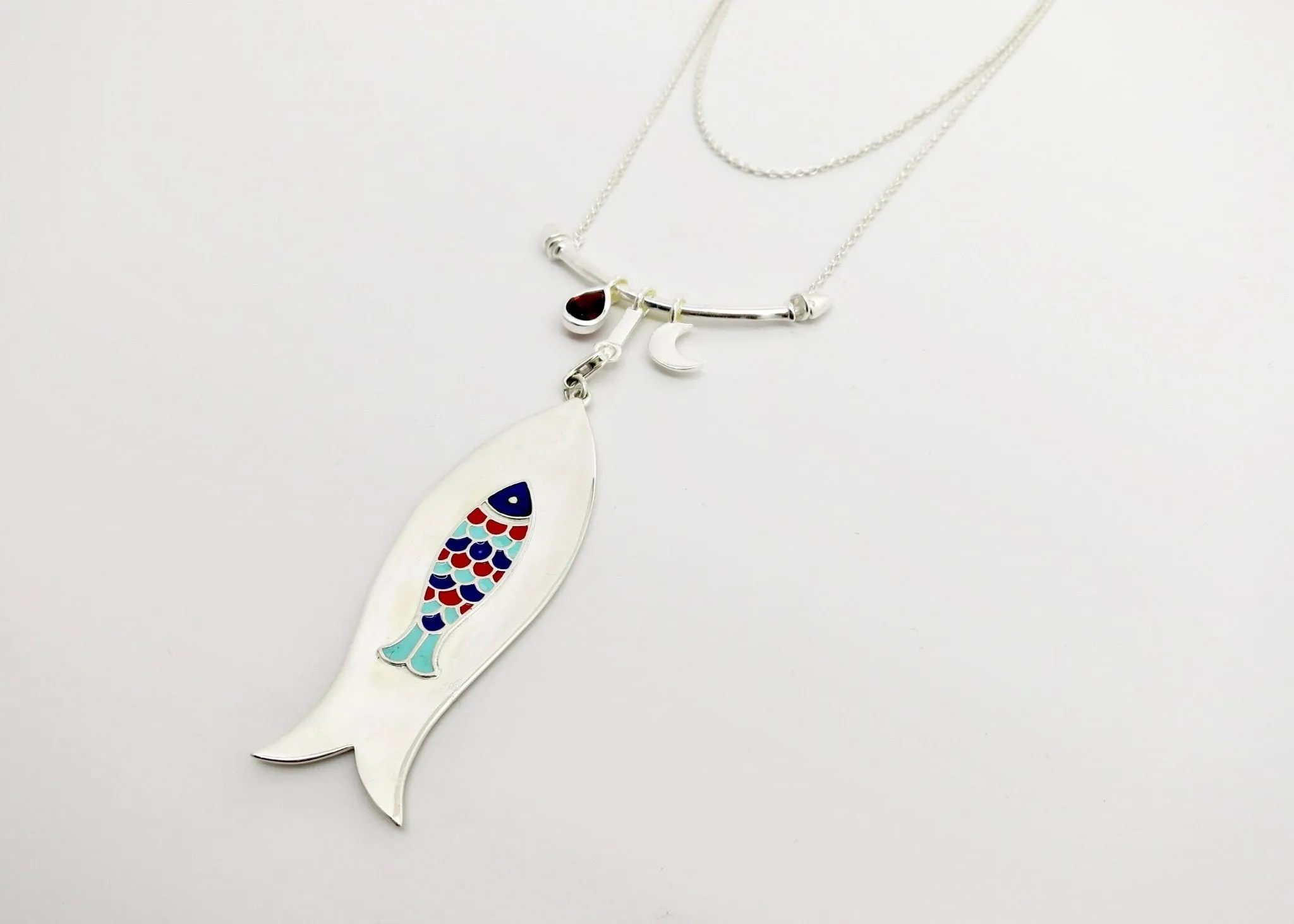 Indian folk art charm necklace