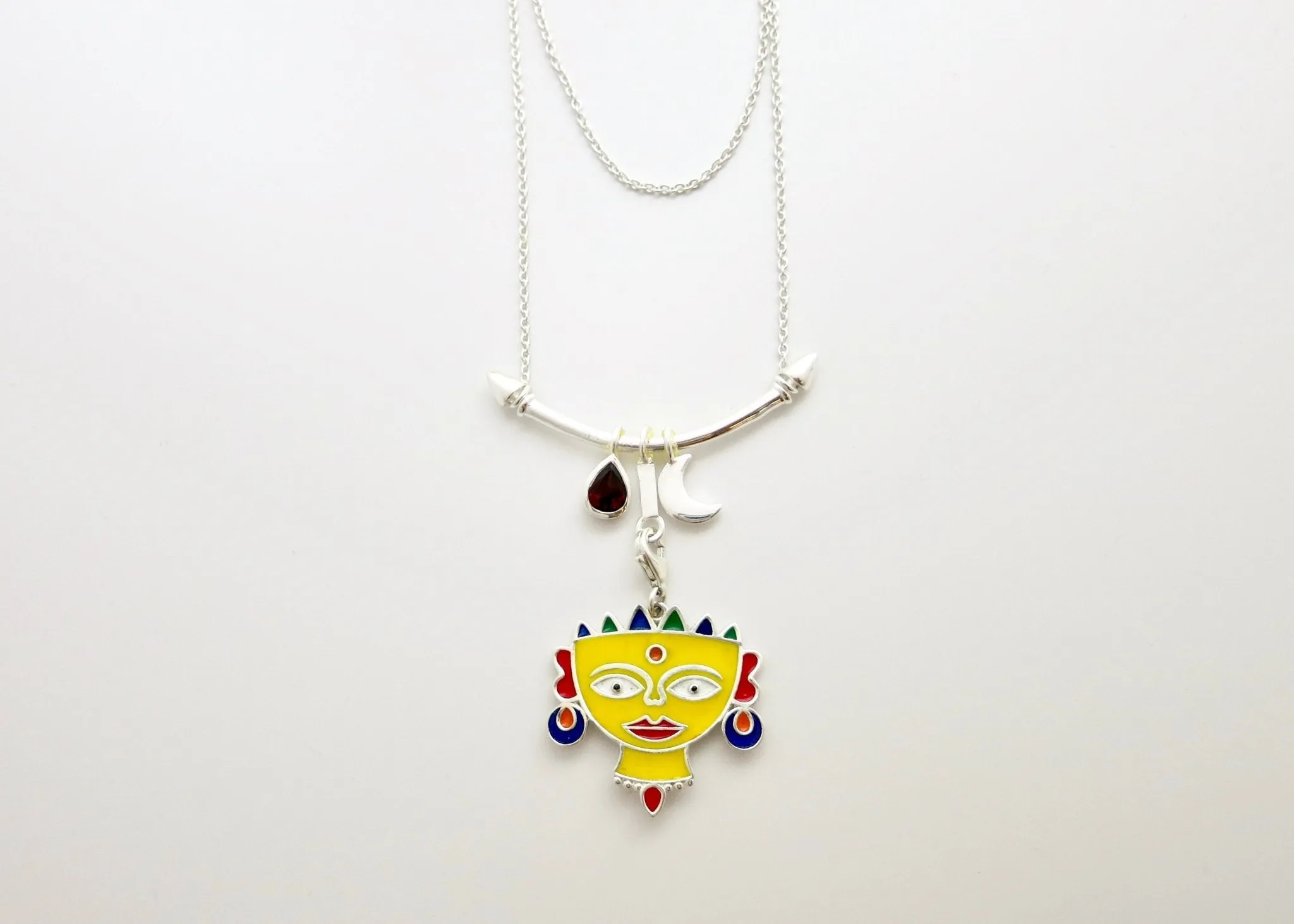 Indian folk art charm necklace