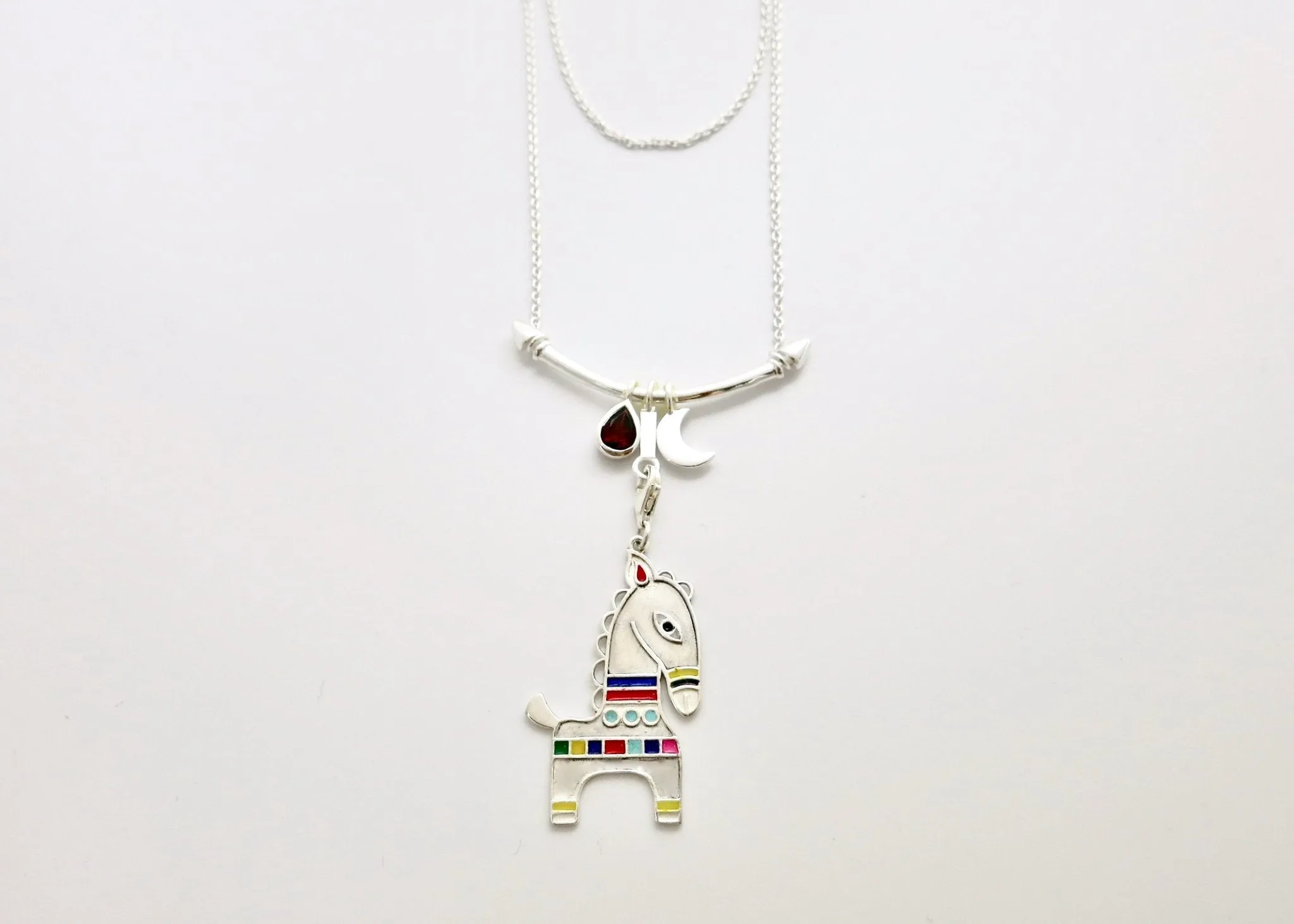 Indian folk art charm necklace