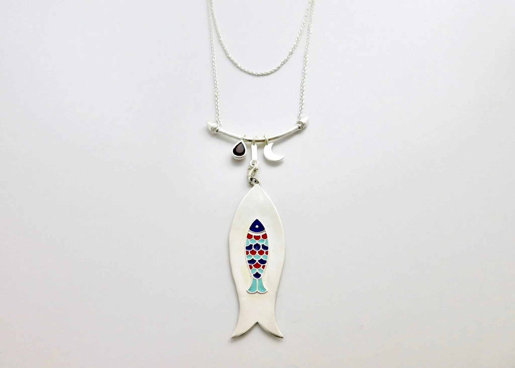 Indian folk art charm necklace