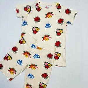 Kappa Authentic Bengkulu XL Shirt, Large Bike Short Set Hawaiian Floral Womens