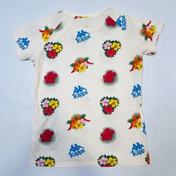 Kappa Authentic Bengkulu XL Shirt, Large Bike Short Set Hawaiian Floral Womens