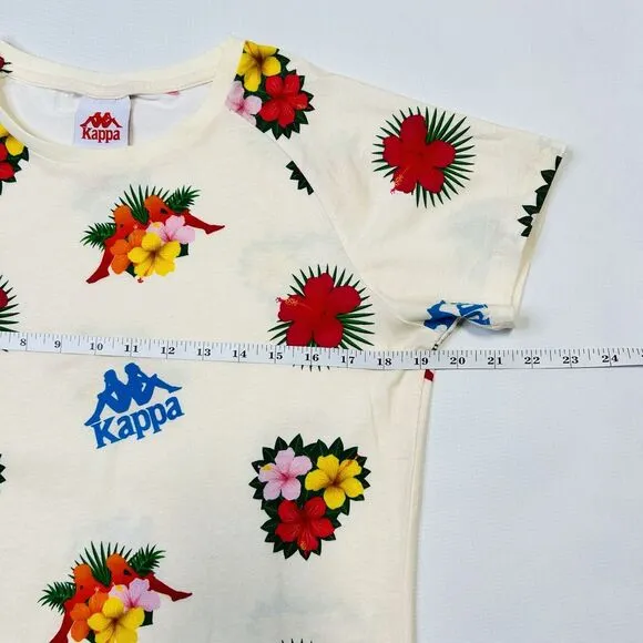 Kappa Authentic Bengkulu XL Shirt, Large Bike Short Set Hawaiian Floral Womens