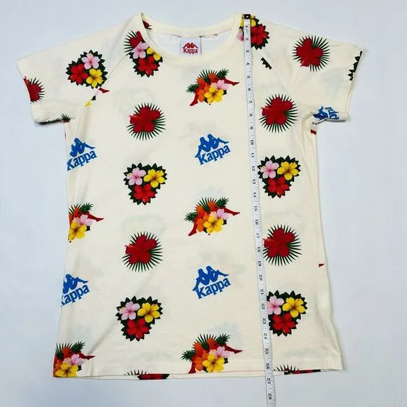 Kappa Authentic Bengkulu XL Shirt, Large Bike Short Set Hawaiian Floral Womens