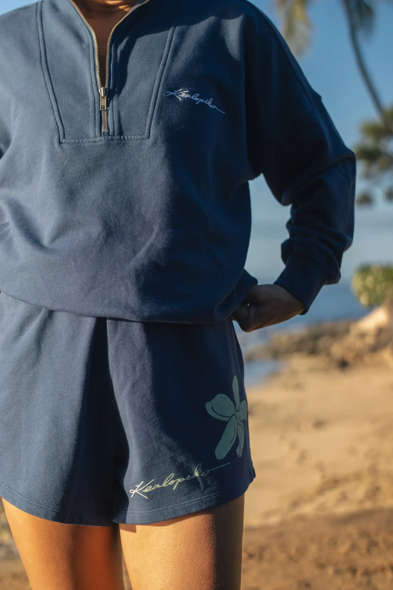 Kealopiko Moi   Pua | Drawstring Shorts - navy