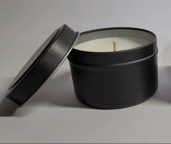 Leather - Cotton Wick, OTM Black Tin Candle