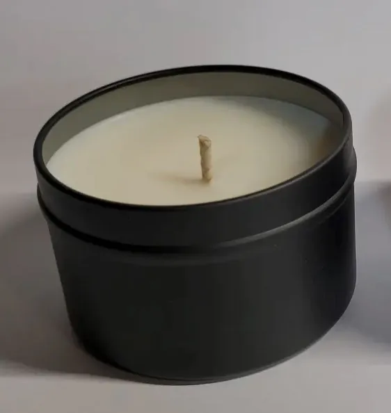 Leather - Cotton Wick, OTM Black Tin Candle