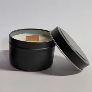 Leather - Wood Wick, OTM Black Tin Candle