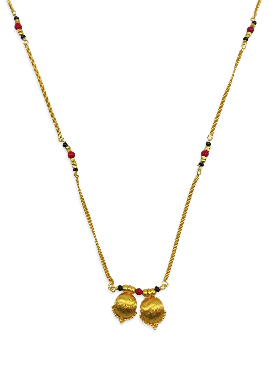 Long Mangalsutra Designs fancy gold mangalsutra vati pendant red & black beads gold chain