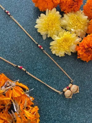 Long Mangalsutra Designs fancy gold mangalsutra vati pendant red & black beads gold chain
