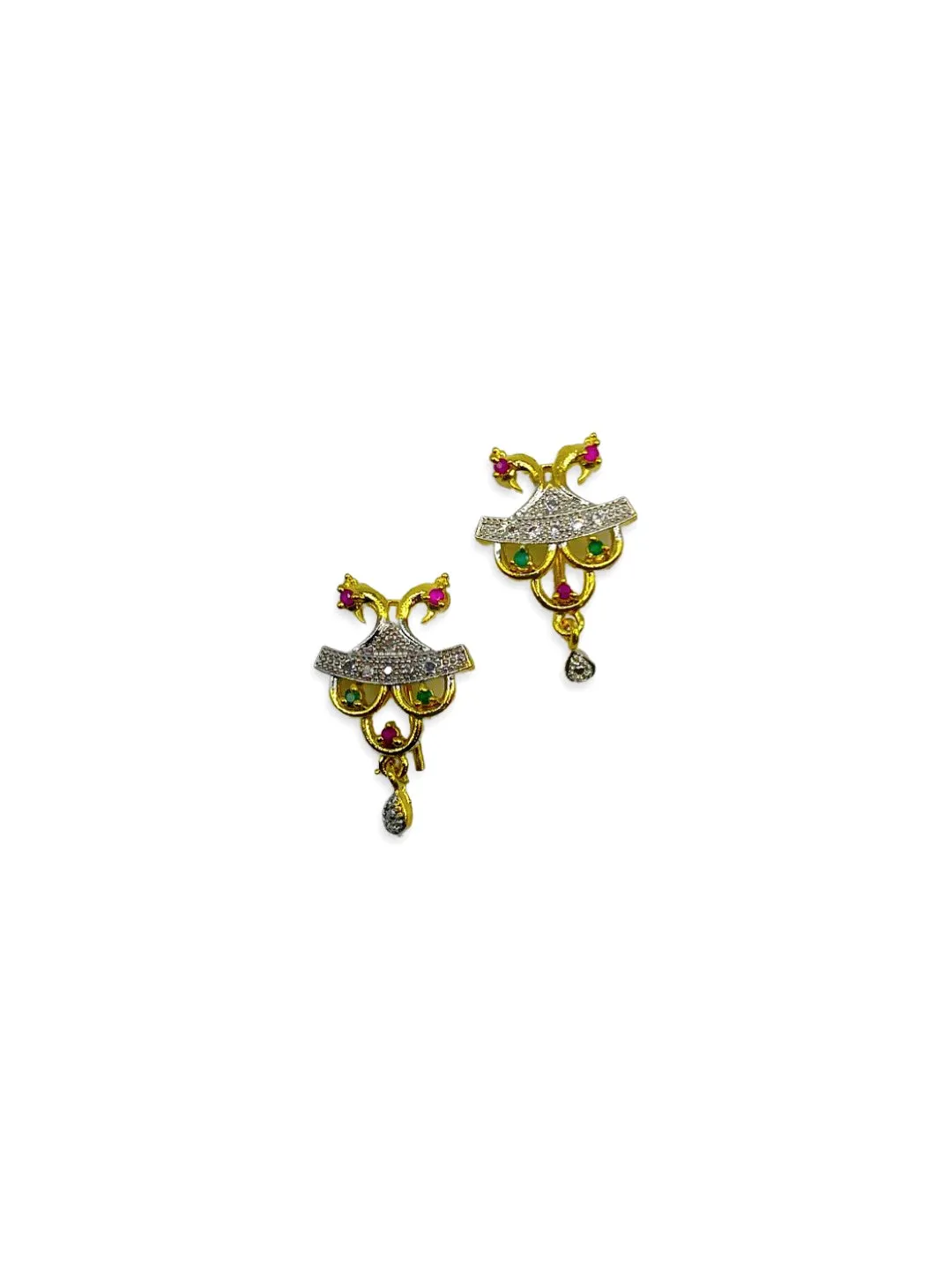 Long Mangalsutra Designs set with diamond earrings gold mangalsutra Peacock design multicolor chain