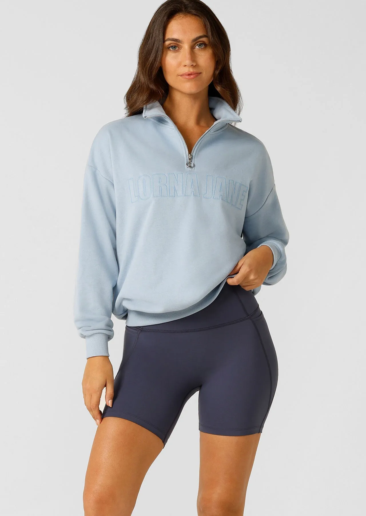 Lorna Jane Iconic Quarter Zip Sweat - Glacier Blue