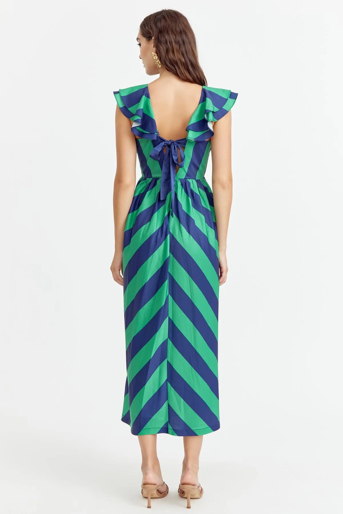 Melani Ruffled Shoulder Midi Dress