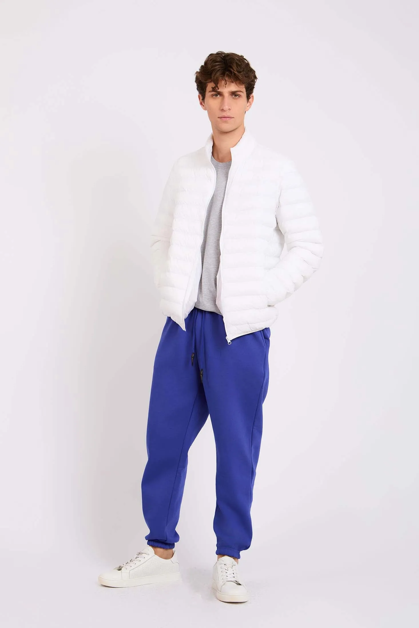 Men Basic Puffer Jacket Off White