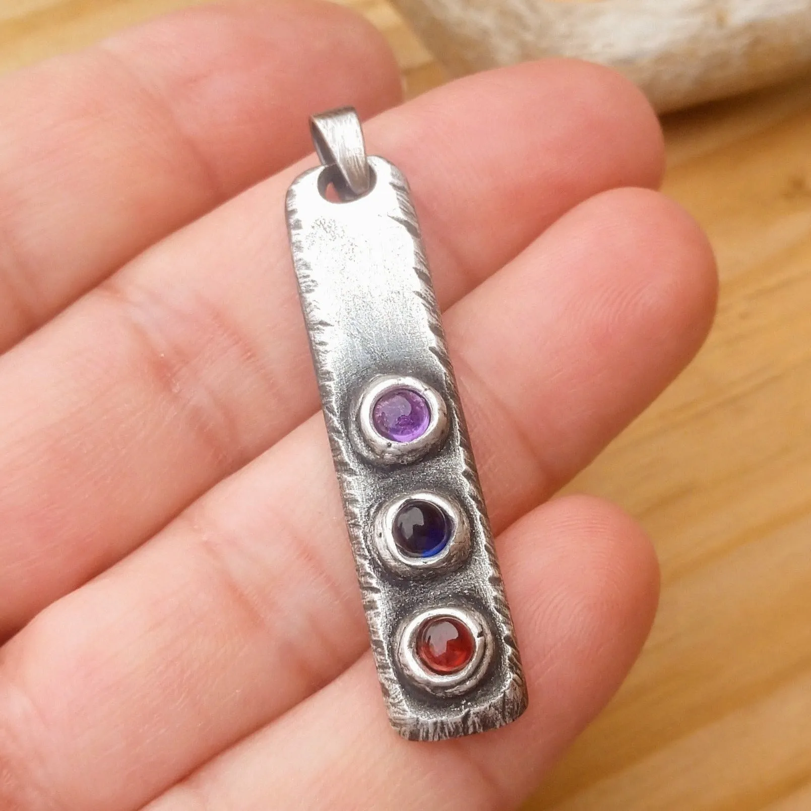 Mens Family Birthstone Necklace Pendant | Mens Birthstone Jewelry