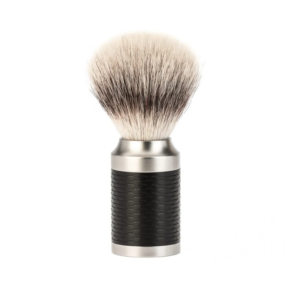 MÜHLE ROCCA Shaving Brush, Silvertip Fibre, Stainless Steel & Black