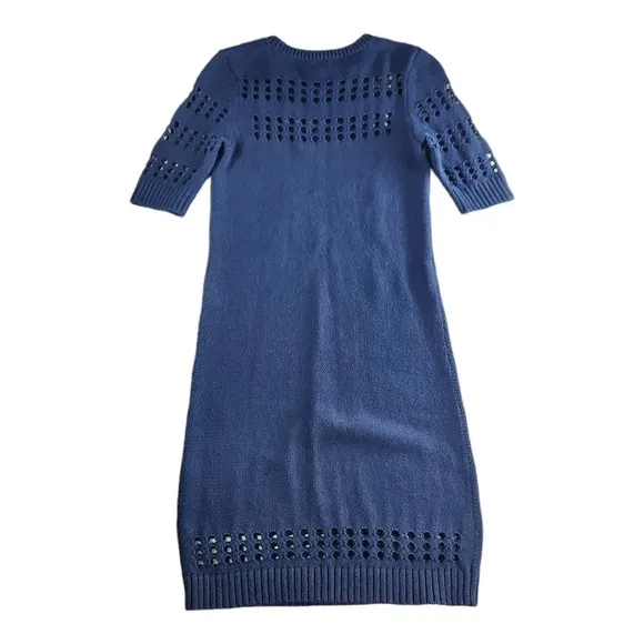 Milly Sweater Dress Womens Size 8 Mini Pullover Blue Office Career
