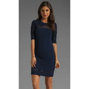 Milly Sweater Dress Womens Size 8 Mini Pullover Blue Office Career