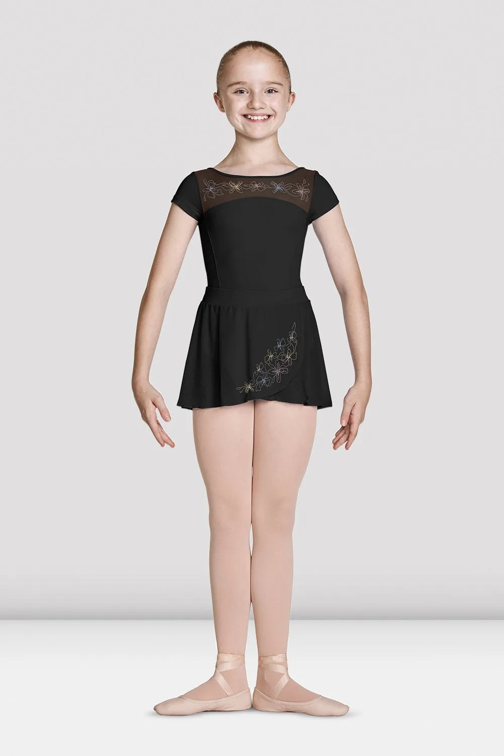 Mirella  MS138C Jasmine Embroidered Mesh Wrap Skirt Girls