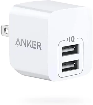 New in box! Anker USB Plug Charger, PowerPort mini Dual Port USB Charger, Super Compact Wall Charger, 2.4A Output for iPhone Xs/XS Max/XR/X/8/7/6/Plus, iPad Pro/Air 2/Mini 4, Samsung, and More