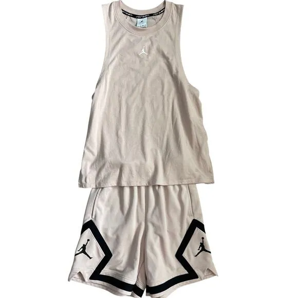 Nike Jordan Sport Diamond Active Tank &amp; 4&quot; Drawstring Shorts‎ Pockets Size XS
