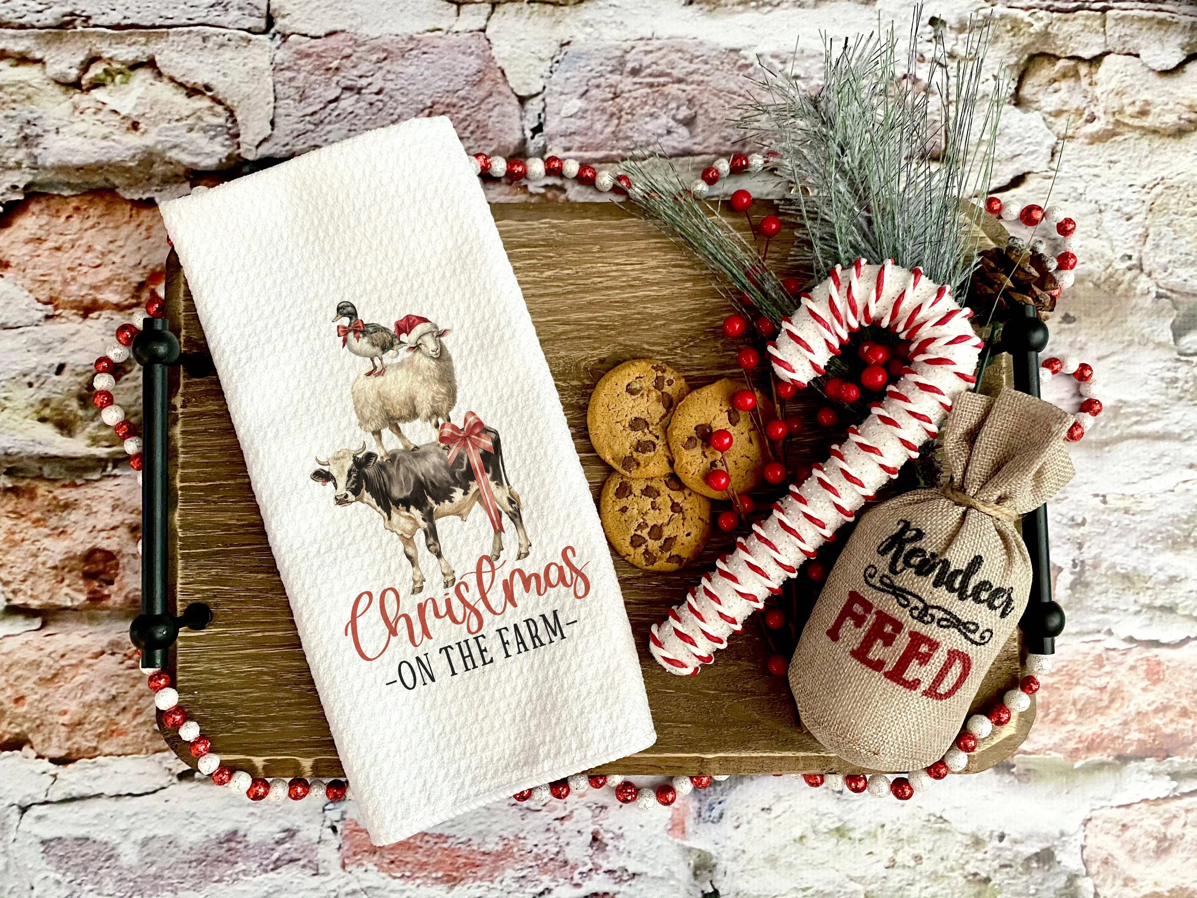 On the Farm Christmas Towel, Christmas Farm Home Decor Gift