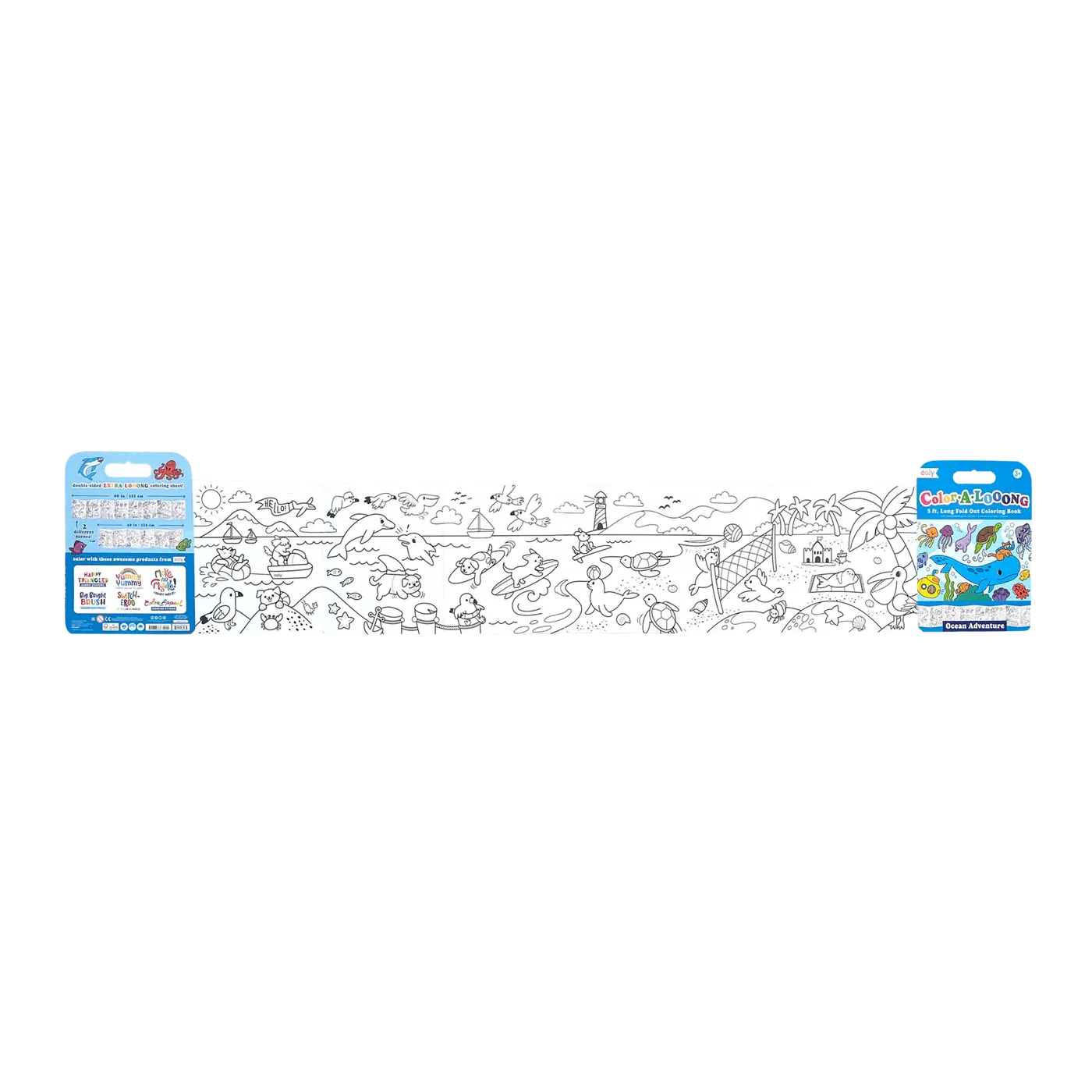 Ooly Color-A-Looong 5' Fold Out Kids Coloring Book - Ocean Adventure