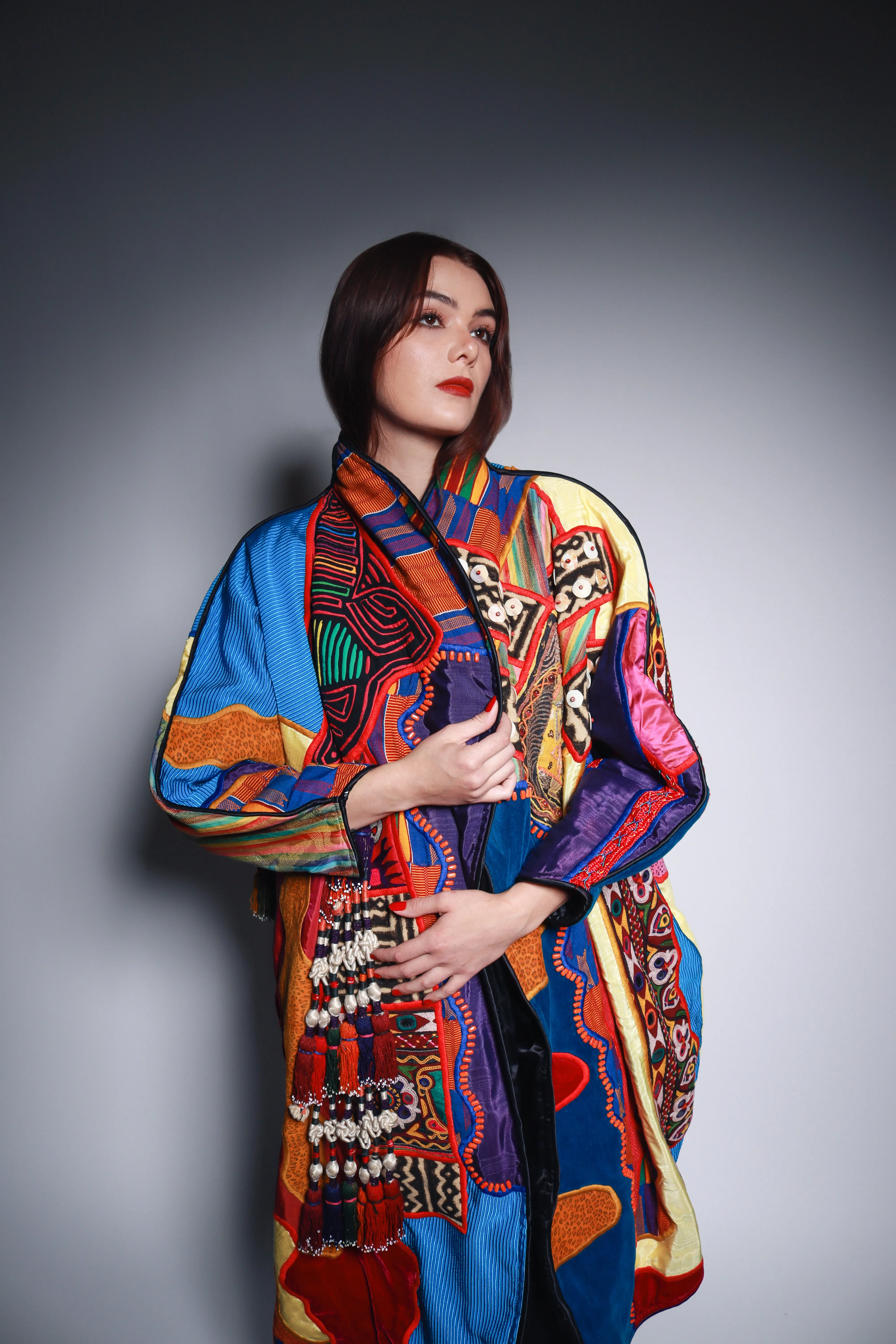 Patchwork Rope Tassel Coat