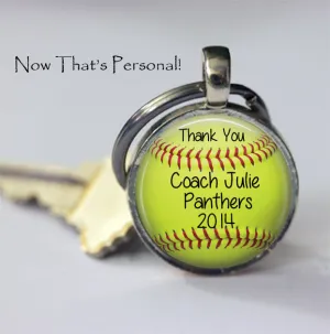 Personalized SOFTBALL KeyChain - Gift for Softball Coach