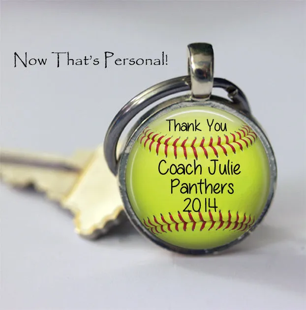 Personalized SOFTBALL KeyChain - Gift for Softball Coach