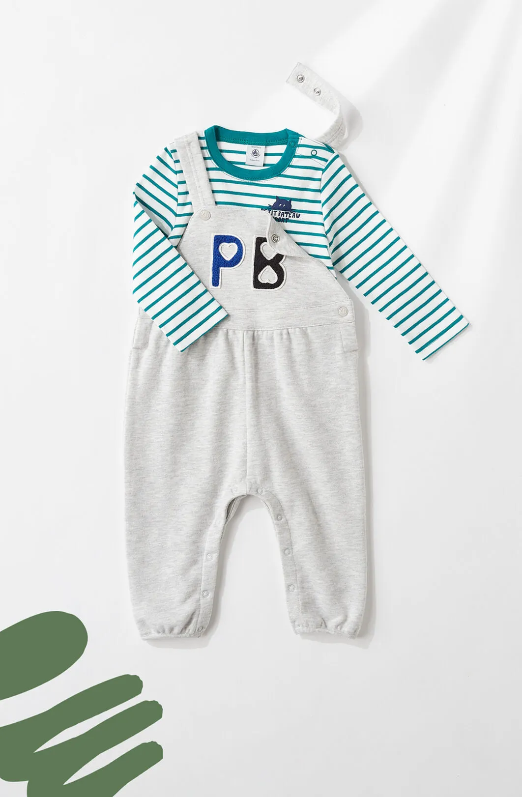 Petit Bateau Baby Grey Fleece Dungaree