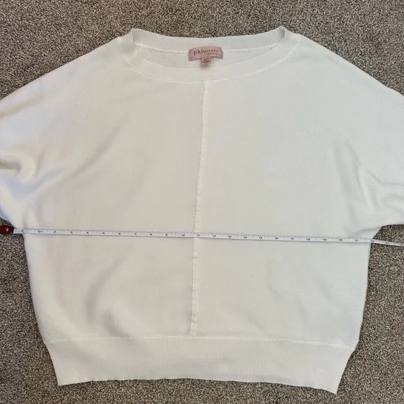 Philosophy Women’s Size XL Ivory Dolman Sleeve Boat Neck Sweater Loose Fit