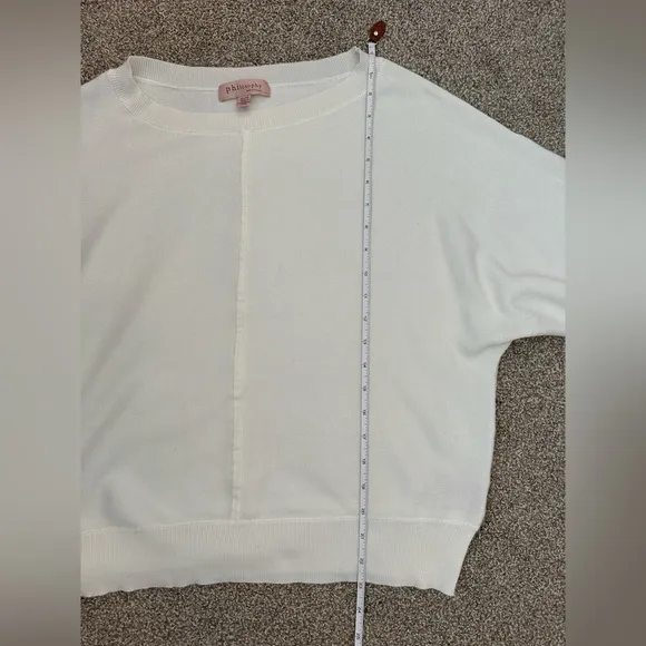 Philosophy Women’s Size XL Ivory Dolman Sleeve Boat Neck Sweater Loose Fit