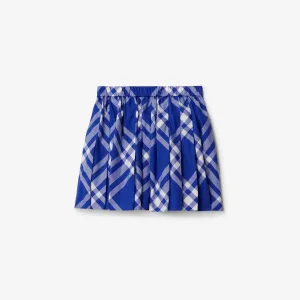 Pleated Check Cotton Skirt