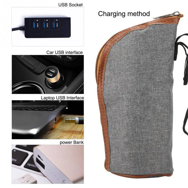 Portable Baby Warmers Bottle Holder USB Heating Travel Milk Bottle