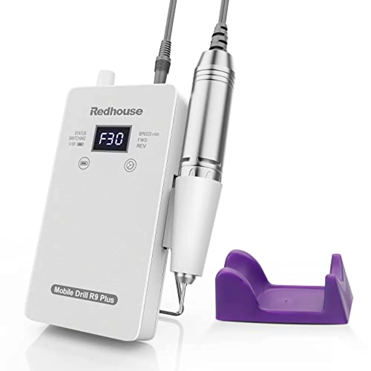 Professional Electric Nail Drill, Redhouse Rechargeable 30000RPM E File Nail Drill Machine for Acrylic Nails Portable Electric Nail File Manicure Pedicures Polishing Shape Tools for Home Salon (White)