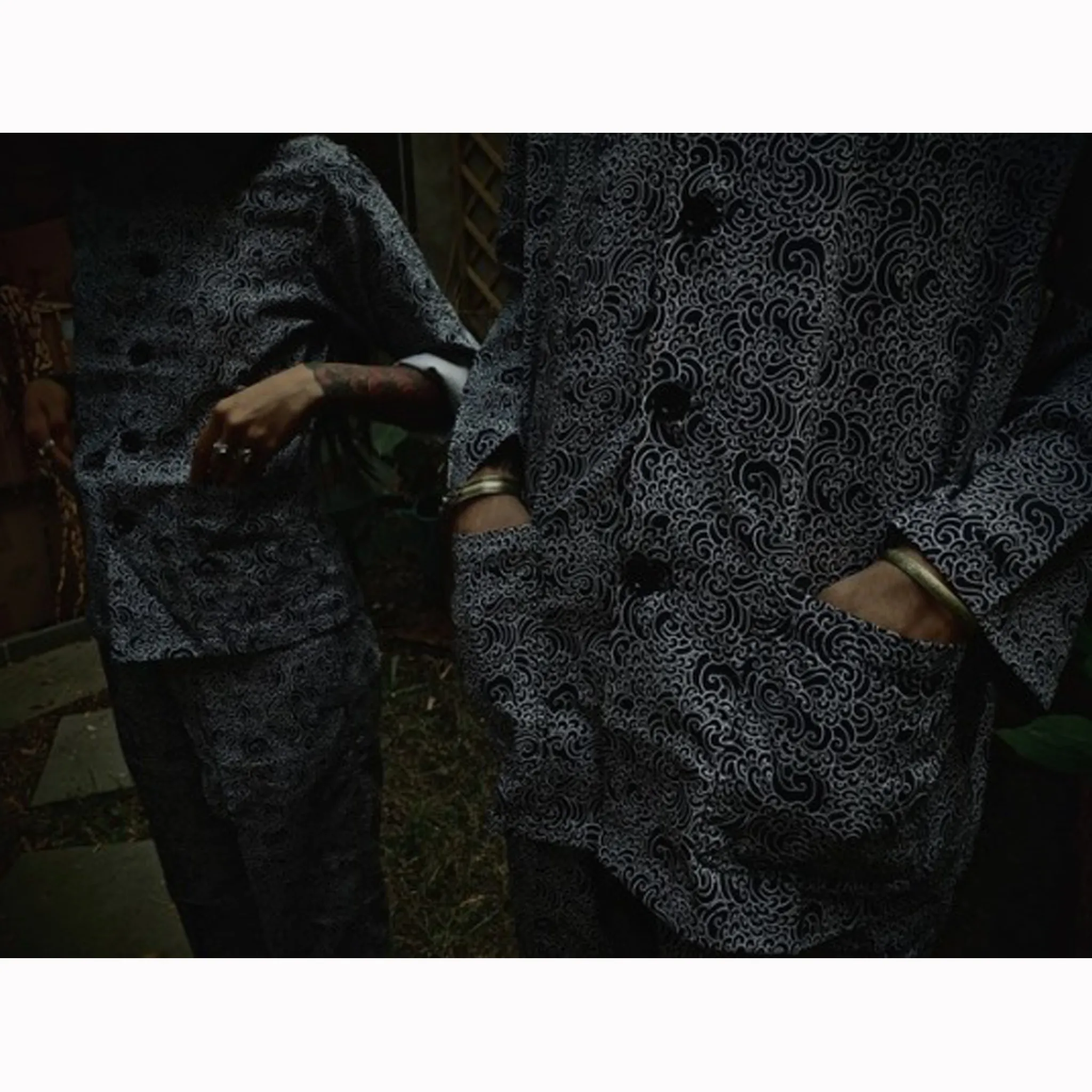 "GUY LE TATOOER X LOCO MOSQUITO" ALLOVER BLACK WAVES WOMENS SHIRT JACKET