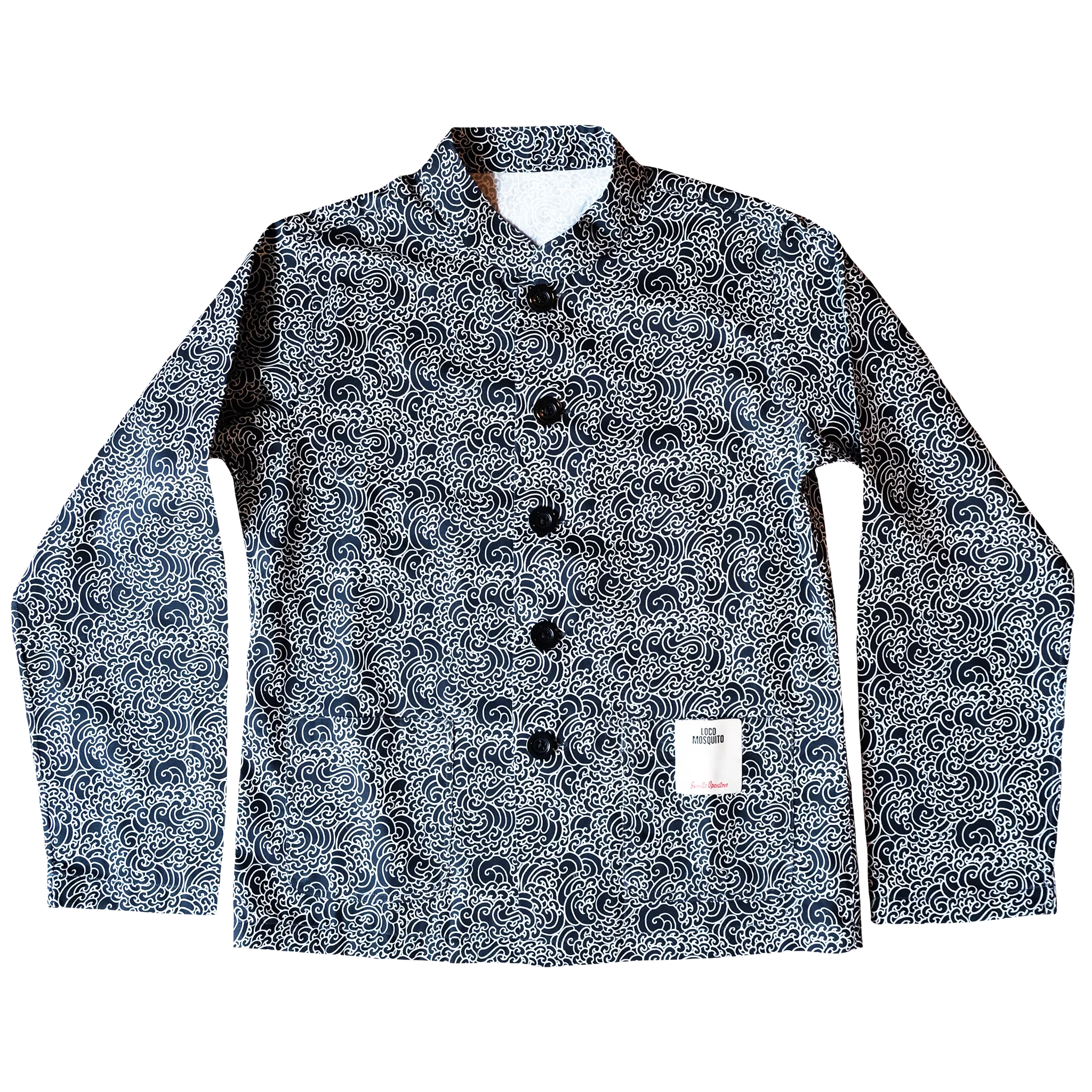 "GUY LE TATOOER X LOCO MOSQUITO" ALLOVER BLACK WAVES WOMENS SHIRT JACKET