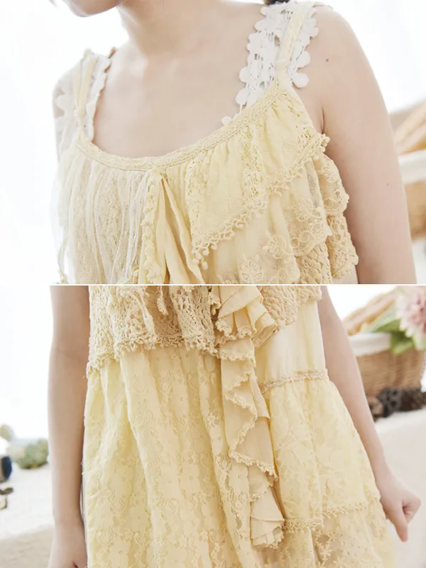 ruffled lace sleeveless top