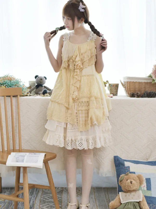 ruffled lace sleeveless top