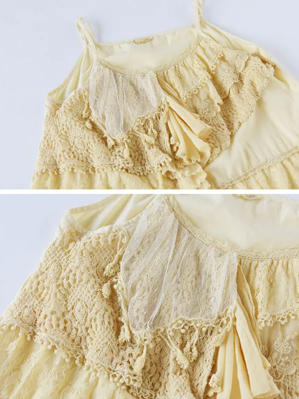 ruffled lace sleeveless top