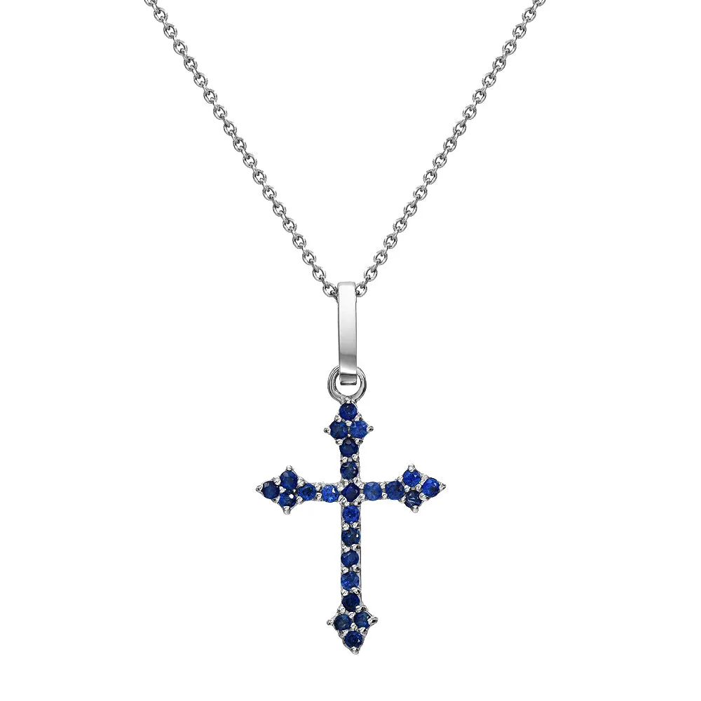 Sapphire Baby Gothic Cross Pendant
