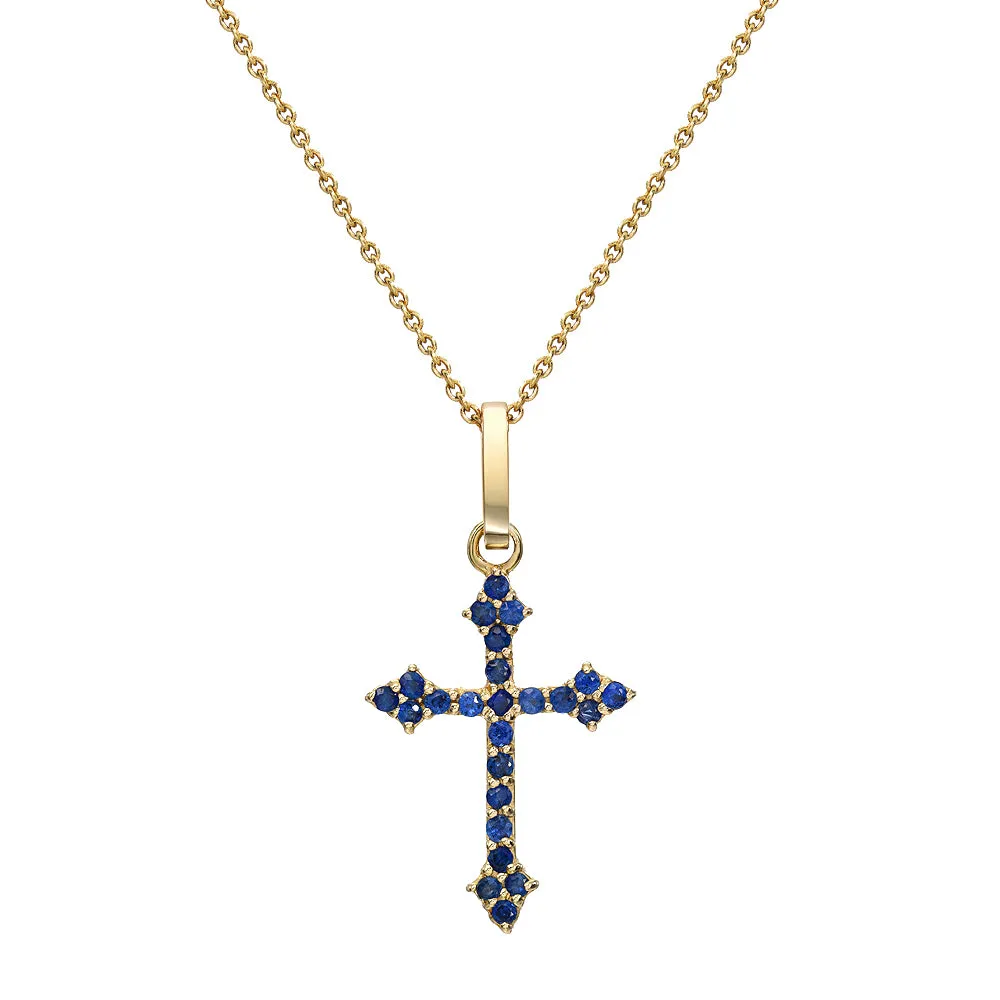 Sapphire Baby Gothic Cross Pendant
