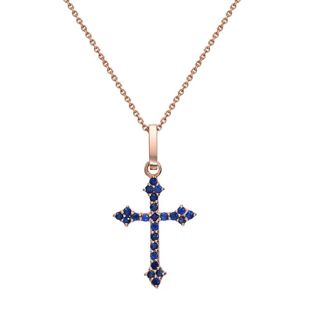 Sapphire Baby Gothic Cross Pendant