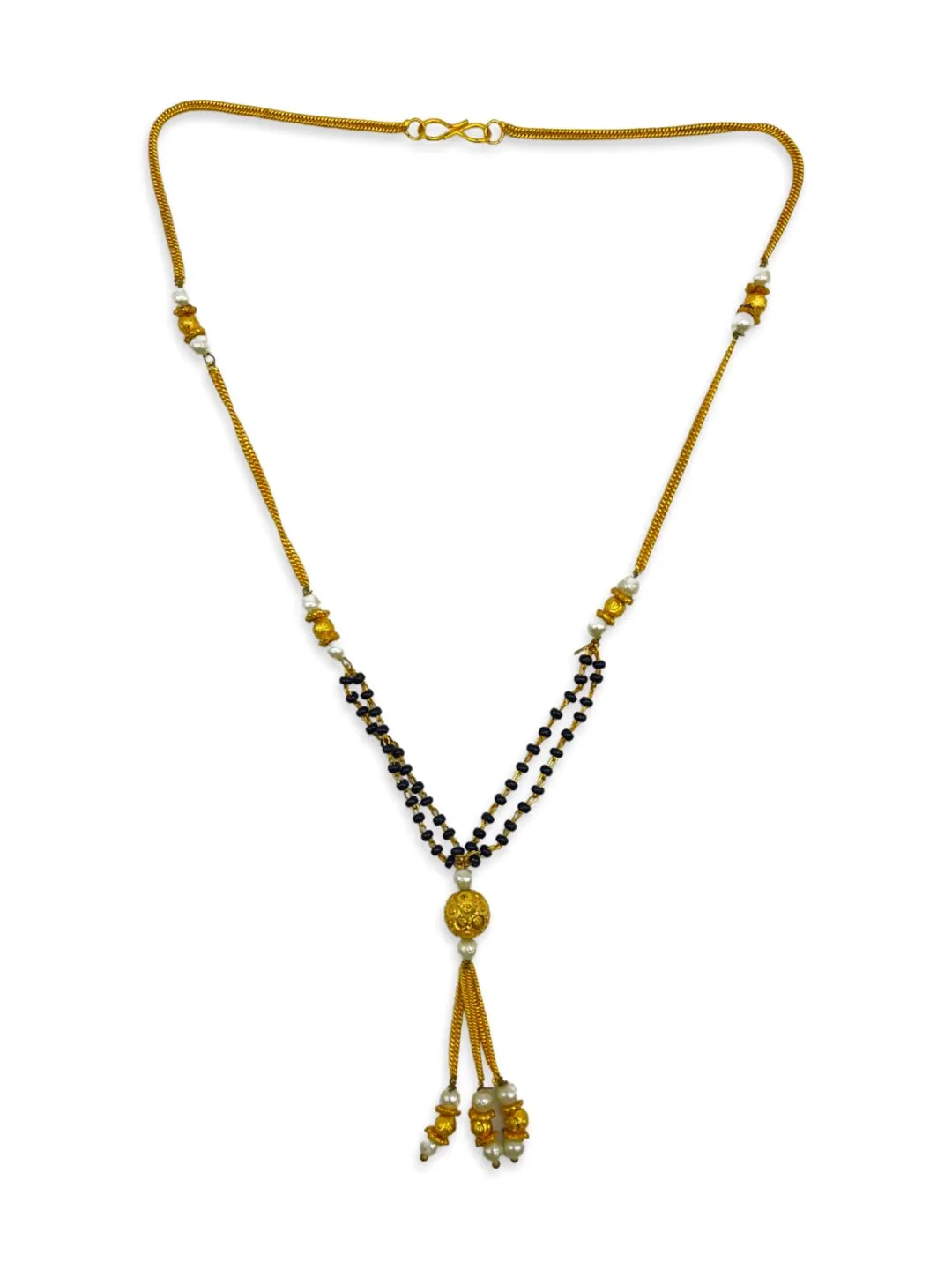 Short Mangalsutra Designs gold mangalsutra Ball Shape pendant with latkan gold black beads chain