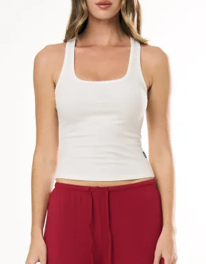 Sleep Ribbed Tank - White
